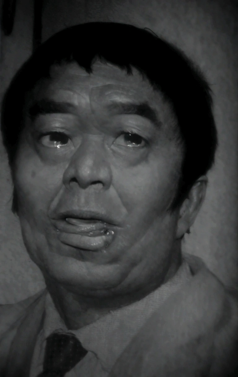 a black and white photo of a man with a tie, grainy photo of an ugly man, portrait of bruce lee, grainy black and white footage, grainy footage, grainy picture, grainy damaged photo, very grainy image, araki, grainy low quality, ( ( dithered ) ), bruce lee, portrait of a crying ai artist