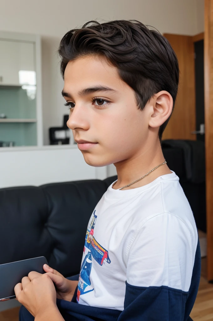 A boy scrolling Instagram