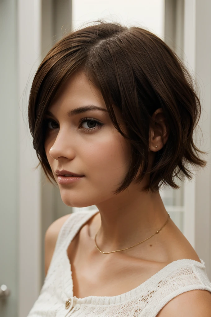 girl short hair brown