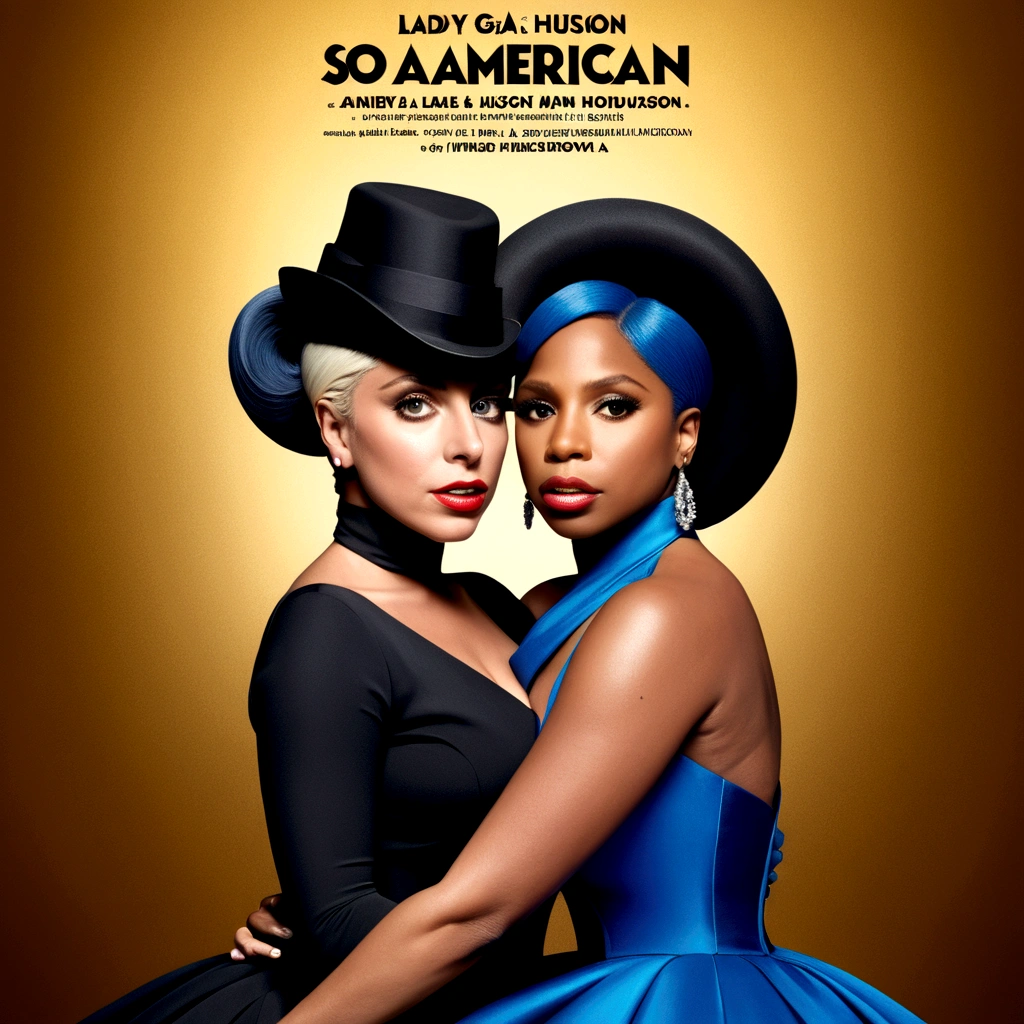 lady gaga and jennifer hudson in a broadway poster for a production called so american
