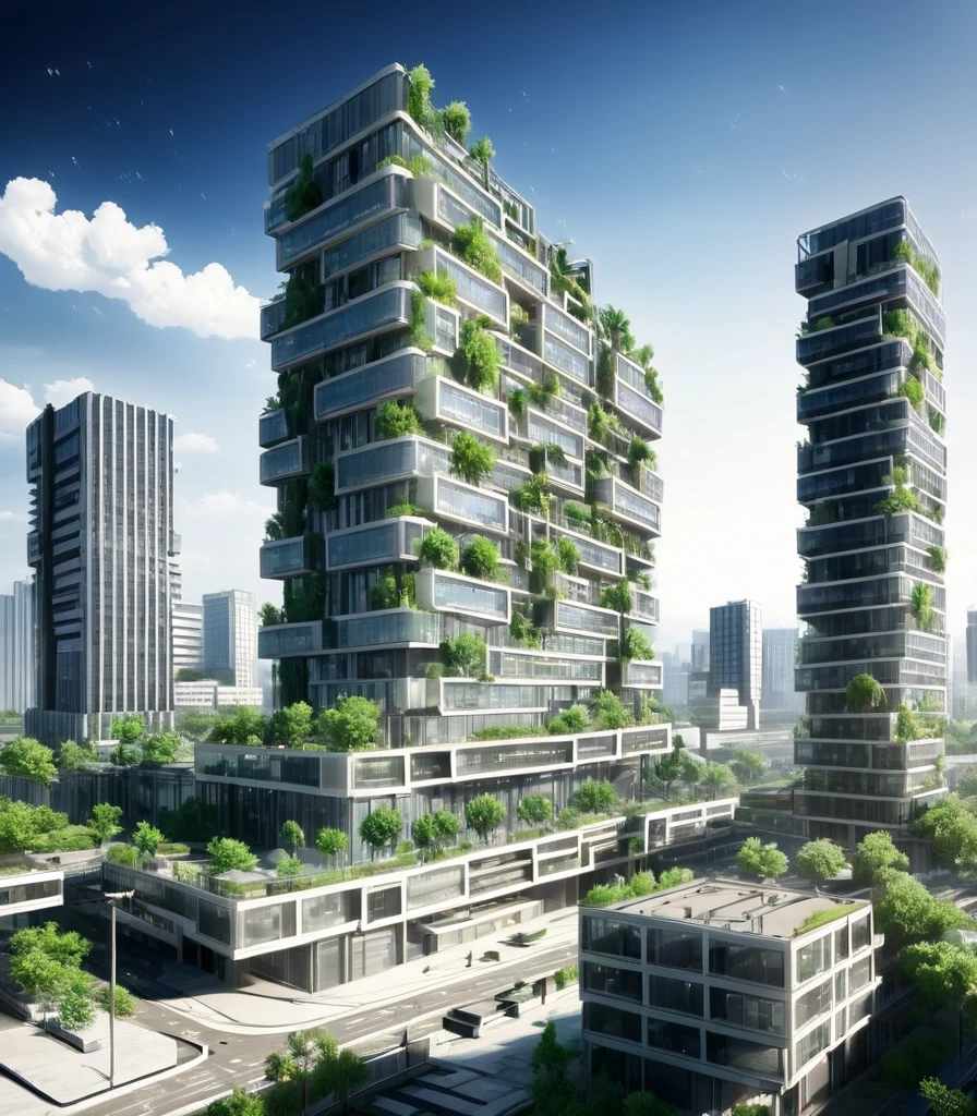 Large post apocalyptic city with vegetation growing on buildings [Abandoned] [City] [Post Apocalyptic]