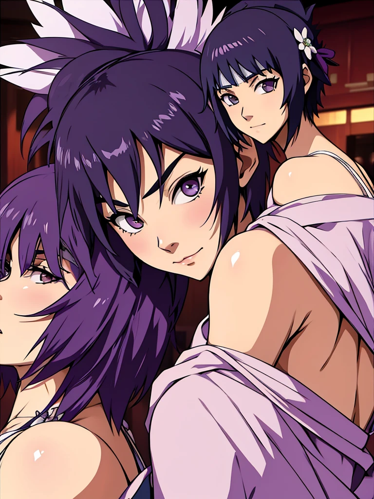 Anko from naruto, 1women, as a bride, wearing a wedding dress, at a wedding ceremony, purple colour short hair, 8k, high detailed, high quality