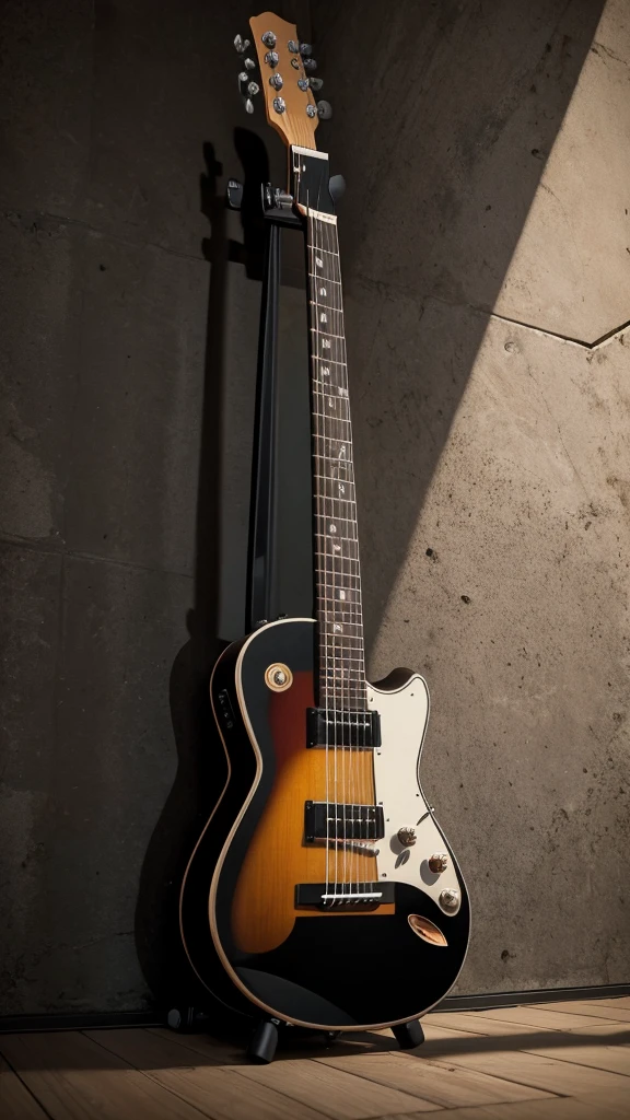 Una guitarra de huesos y rosas negra 