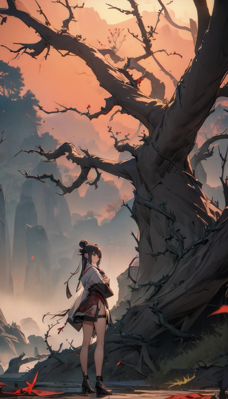 masterpiece, high quality, high resolution,8K, Chinese painting ,, Dead vines, old ((Trees)), dusk ((crow)) Don't cry,, ((A small bridge)), flowing water,Journey to the West,Journey to the West,Sun Wukong,Sun Wukong,The Monkey King,Golden Cudgel,Golden Cudgel,Fixing the sea god needle,totem (((Luxurious ancient buildings))), (Sun Wukong:1.6),, Cold wind blows westward ((An old road)),, When the sun sets, My heart ached with the anger of loneliness,,