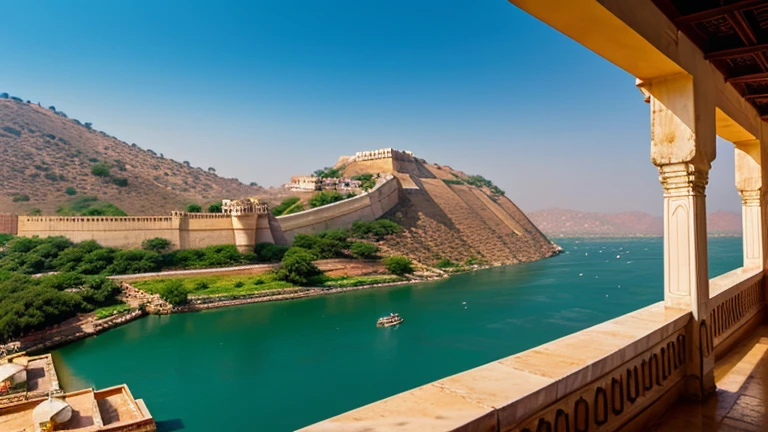 This is the Udaipur Fort. This is the outside view of the fort. There are soldiers outside and above the fort to protect the fort