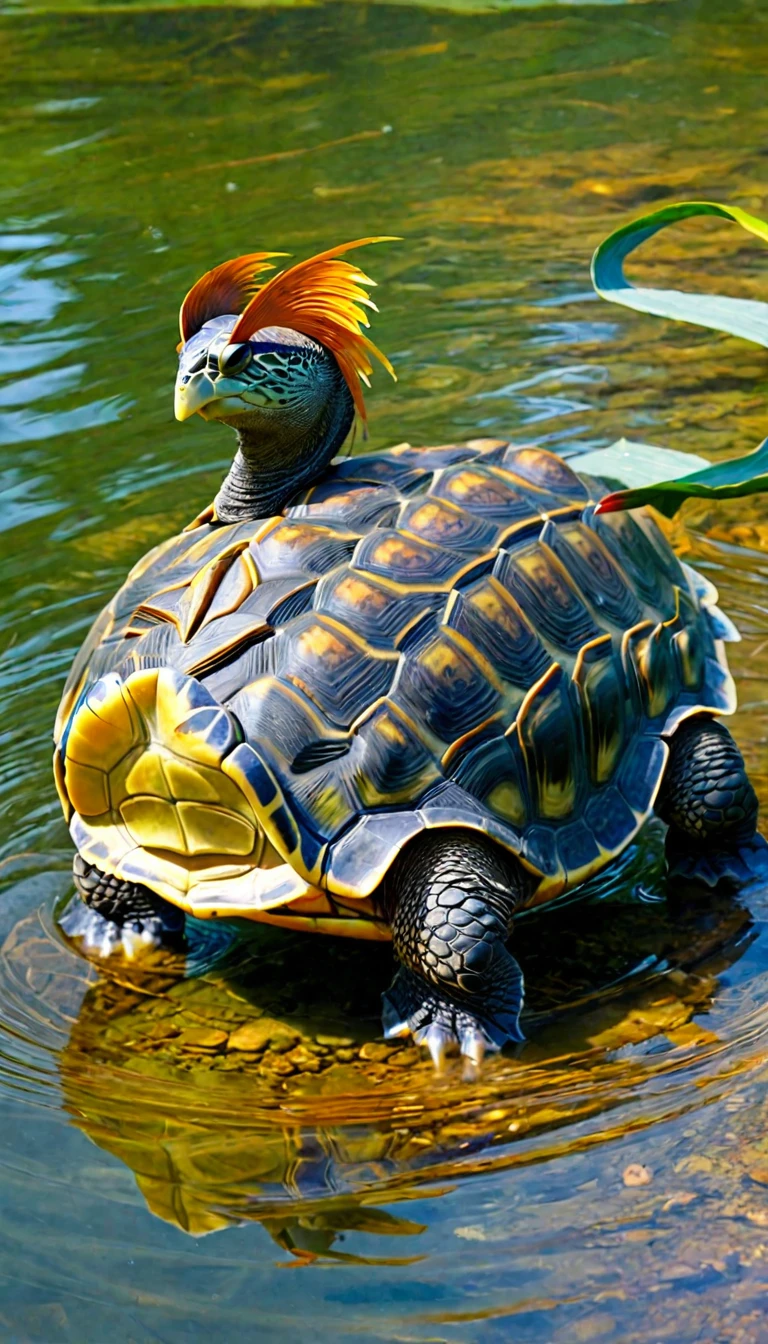 There are many magical turtles living at the bottom of the river，Its shape is no different from that of a turtle.，But it was a bird&#39;s eye view but a snake&#39;s tail，Mysterious Creatures, shrike, (best quality，4k，8k，High level，masterpiece：1.2），Ultra Detailed，（lifelike，Photo real，Photo real：1.37），Highly detailed animals，Complex patterns，Dramatic lighting，Fantasy Creatures