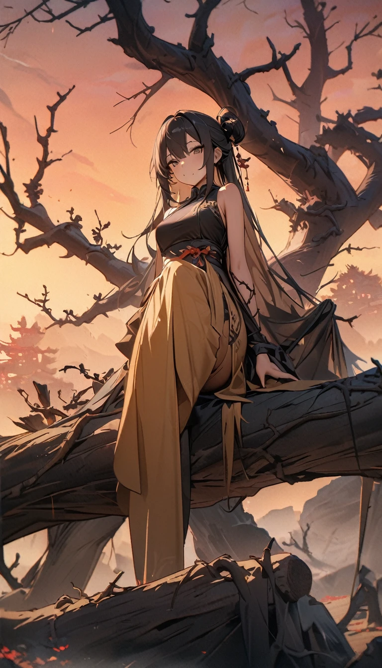 masterpiece, high quality, high resolution,8K, Chinese painting ,, Dead vines, old ((Trees)), dusk ((crow)) Don't cry,, ((A small bridge)), flowing water,Journey to the West,Journey to the West,Sun Wukong,Sun Wukong,The Monkey King,Golden Cudgel,Golden Cudgel,Fixing the sea god needle,totem (((Luxurious ancient buildings))), (Sun Wukong:1.6),, Cold wind blows westward ((An old road)),, When the sun sets, My heart ached with the anger of loneliness,,