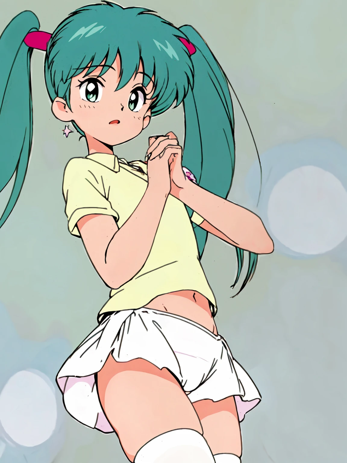 masterpiece, Highest quality, alone, One Girl, Sweet Mint, White panties, Panty shot