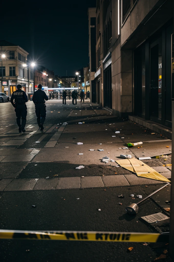 crime scene, urban environment, city square