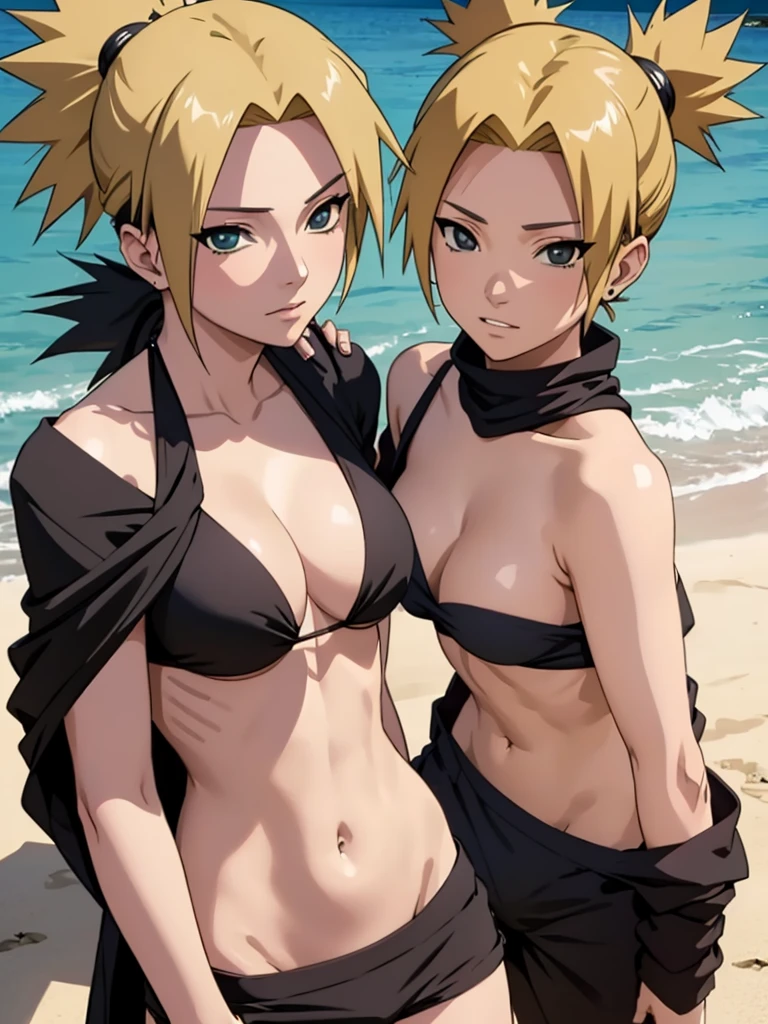 Temari in a sexy bikini on the beach, milf,big breast,thick milf,black stockings ,proper limbs ,towel tuck on best ,makeup,perfect face ,perfect eye