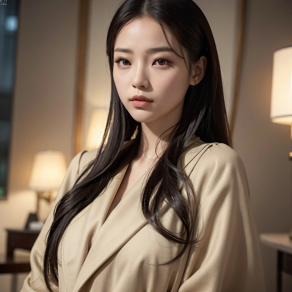 beautiful chinese girl, wearing cryptic trench, carrying bag on shoulder, beautiful detailed eyes, beautiful detailed lips, extremely detailed eyes and face, long eyelashes, 1girl, cinematic lighting, dramatic lighting, highly detailed, photorealistic, 8k, 4k, ultra-detailed, masterpiece, (best quality:1.2), (realistic:1.37), intricate details, vibrant colors, warm color palette, soft focus, ethereal atmosphere