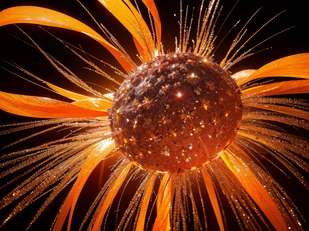 A dazzlingly explosive nitrocellulose crystal, shimmering with hues of fiery reds and brilliant oranges, stands out against a backdrop of darkened surroundings. This intricate image, likely a close-up photograph, captures the intricate details of the delicate yet powerful substance, highlighting the intense beauty of its molecular structure. The sharp focus and vivid colors create a striking visual impact, showcasing the sheer quality and artistry of the composition.