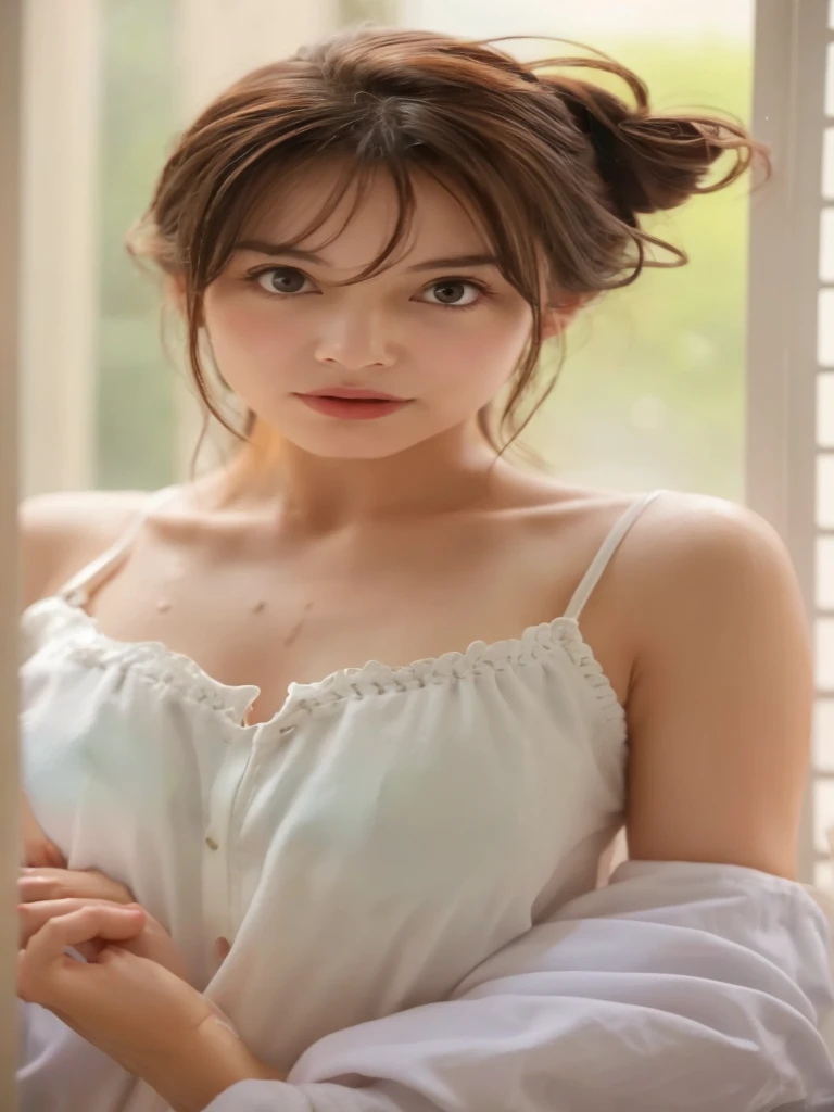 (Nipple, raised, GA button)Young woman、Chest measurement 36 inches., Wear a wet T-shirt.,) The wet skirt turned up.,Playing in the rain outdoors; Very bright and cheerful、　（Ordinary woman、　　complicated as well、、　（Highly detailed photos of CG Unity 8K）、　（I&#39;m a class S girl., Very cute in every detail.）、　（Real photos）、　（（S class lolita girl））、　（（Highest quality））、　very detailed、　Masterpiece、　（weather）、、　viewer、　A woman with a gentle atmosphere、　Straight bob hair is very beautiful..、　Vivid photos、　it&#39;in freshness, real person.、　20 years old