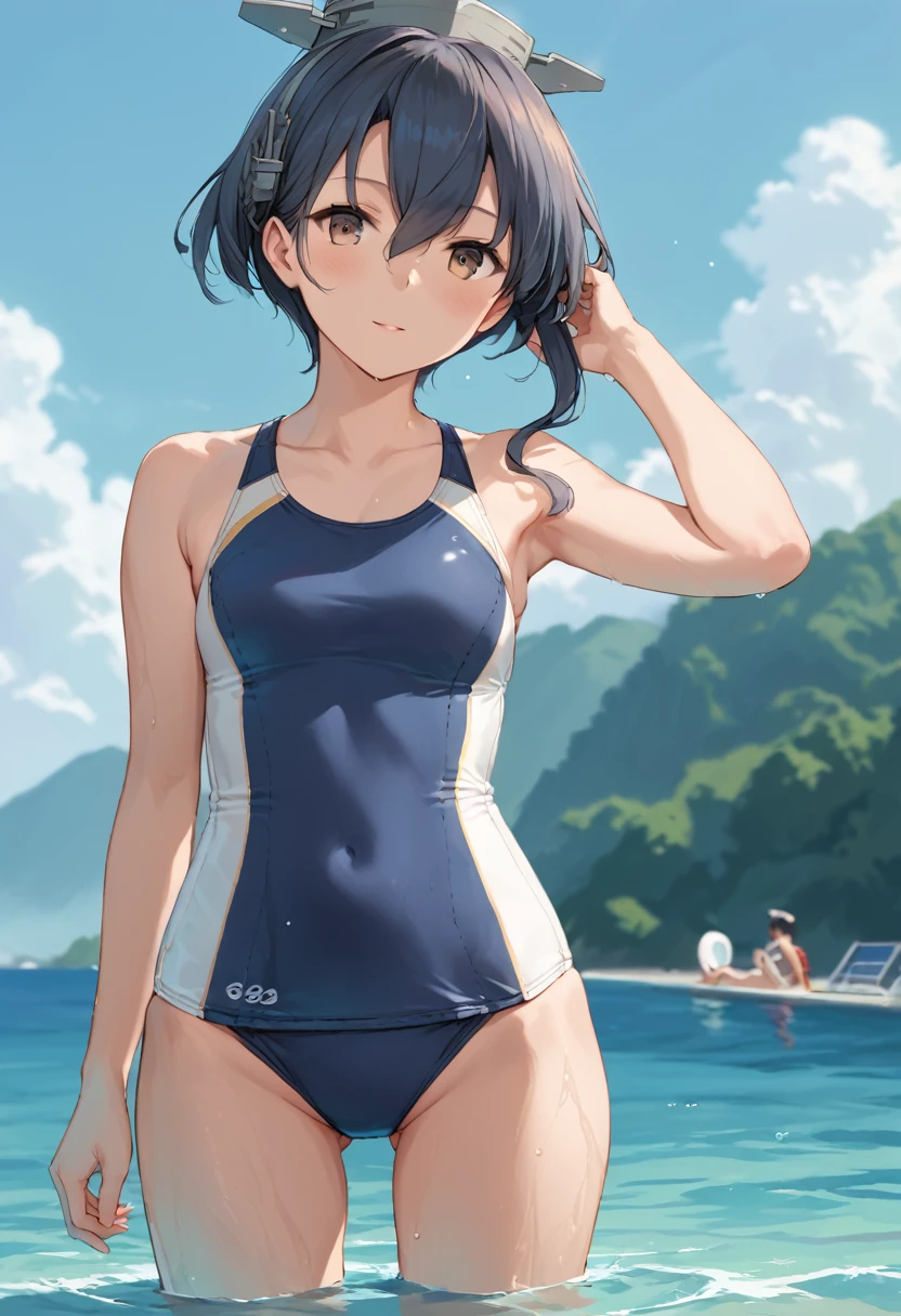 score_9,score_8_up,score_7_up,source_anime,cowboy shot,masterpiece,best quality,details background,extremely detailed,1girl,1girl,i-13(kancolle),swim suit