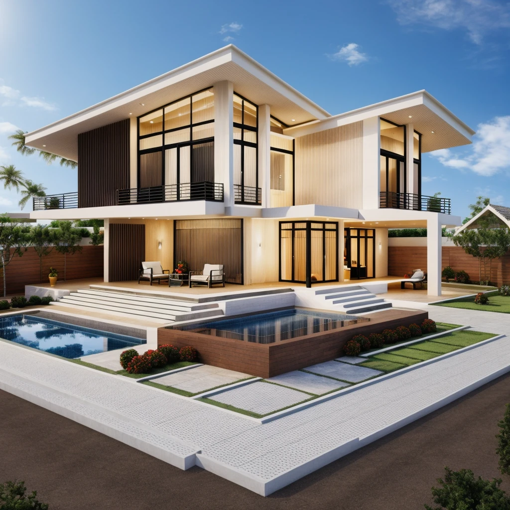 The house, The town house is made from white walls, beautyful light, beautyfulday, sunny, Many red bougainvilleas along the road:1.3, lovely youthful feeling :1.2, sunlight at 12 noon, Very beautiful shadows