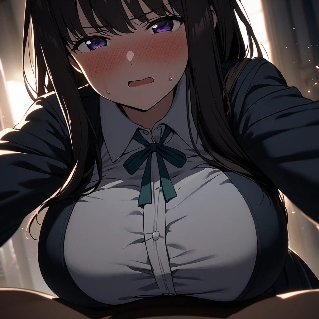 inoue takina, pov, cinematic lighting, action, huge breasts, tender emotions