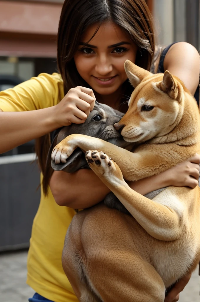 Chica tierna con las manos en el ano