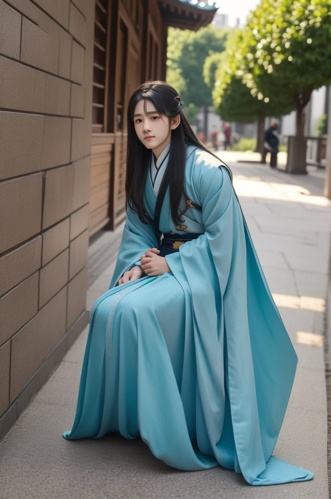 Beautiful Boy（male，{Kneeling in Hanfu}1.0）Long hair hanging on the ground
