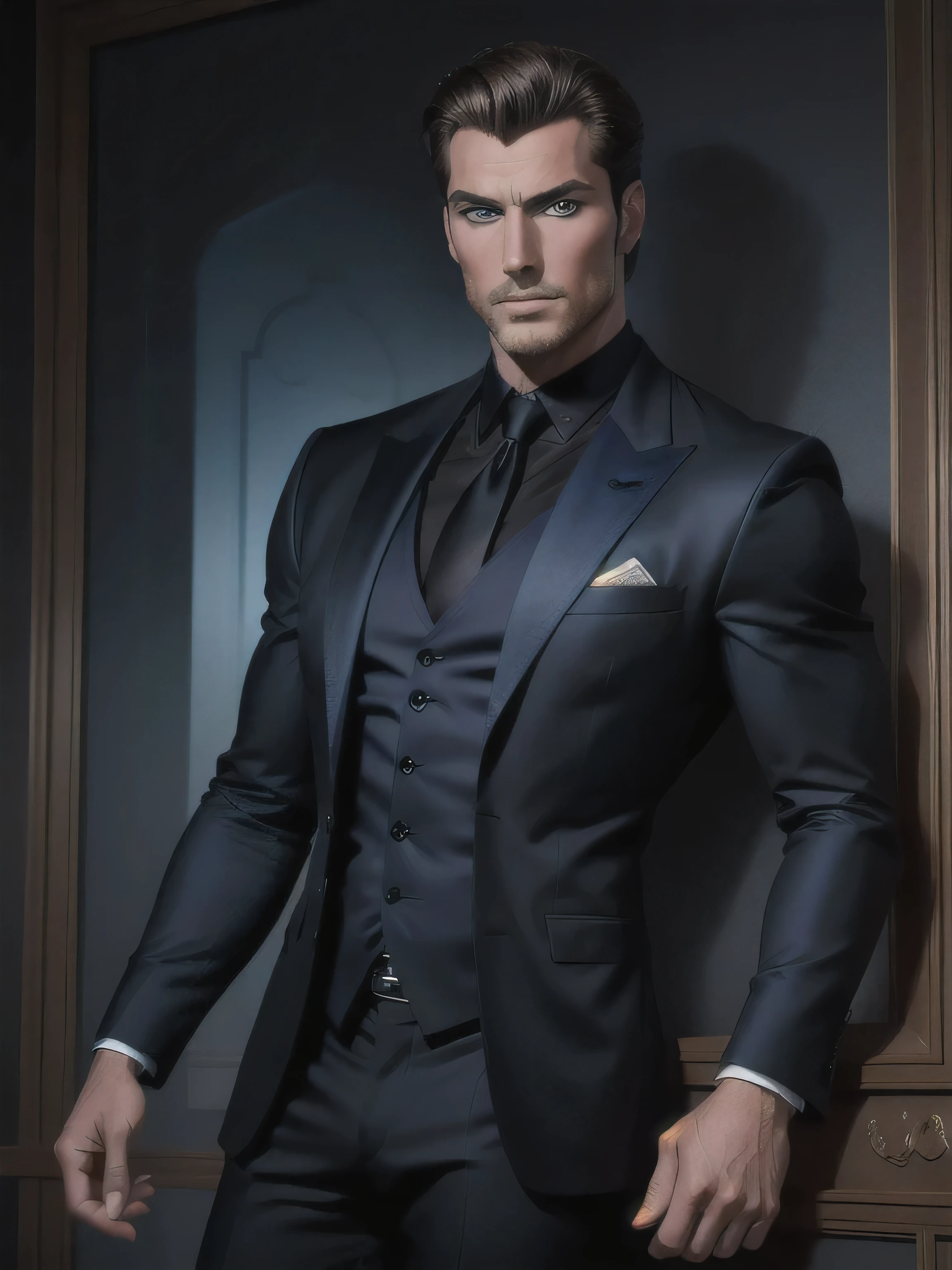 8k 4k standing man, handsome man, he is wearing a black suit, (blue eyes), strong, masculine and handsome, handsome man, handsome and attractive, extremely handsome, inspired by Burak Çelik, Raphael Personnaz, handsome and elegant, promotional photo, inspired by Nicholas Marsicano, very handsome, giorgio