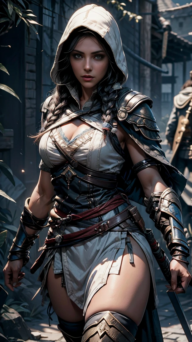 Very nsfw, extremely detailed Kassandra Assassin's Creed Universe sexy pose, revealing clothing, Detailed, 