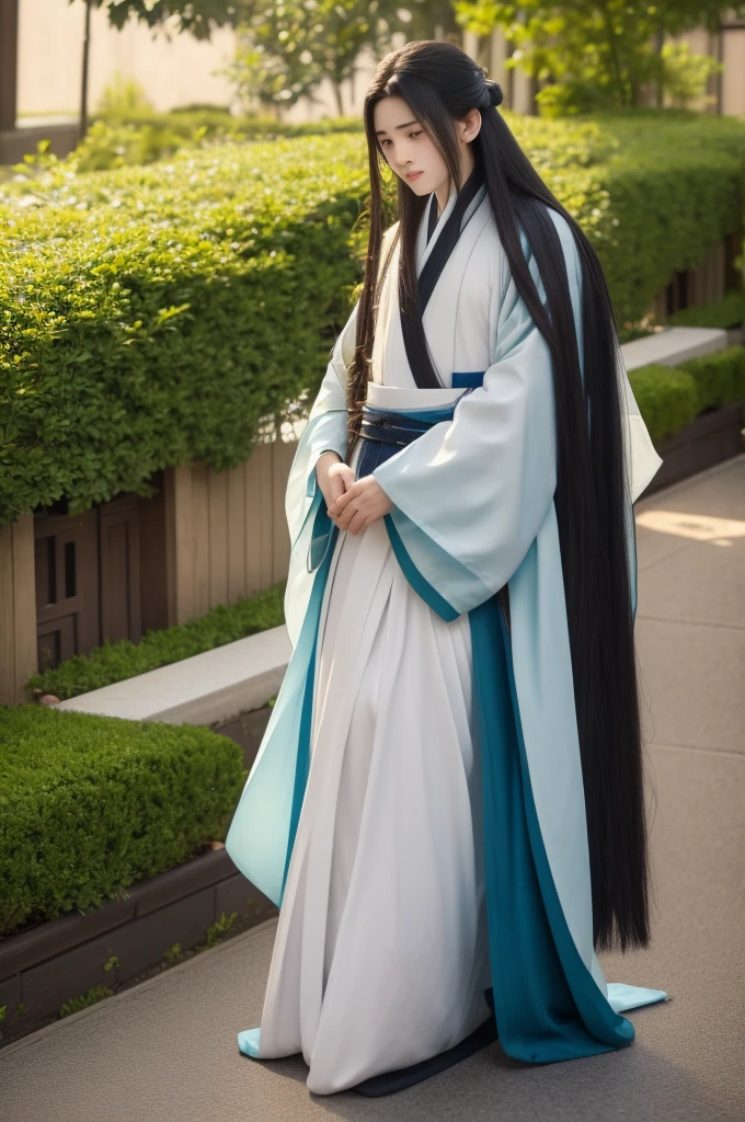 Beautiful Boy(male,{Kneeling in Hanfu}1.0)Long hair hanging on the ground