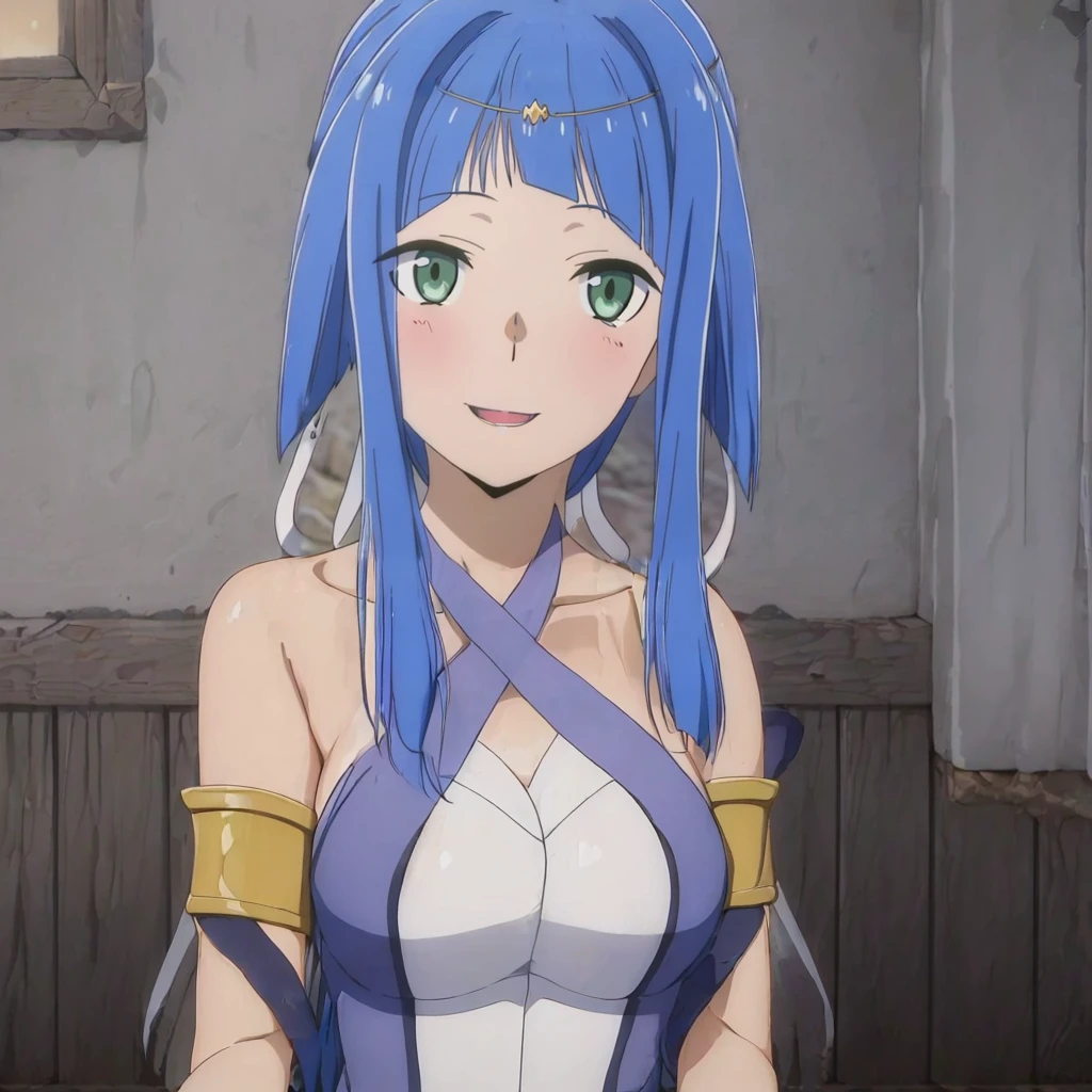 mushoku tensei style, roxy migurdia, 1girl, twin braids, long hair, blue hair, blue eyes, seductive smile, ((white bikini)), small breasts, upper body, standing, looking at viewer, indoor, ((masterpiece)), best quality, high detailed illustration, high detailed background, hi-res