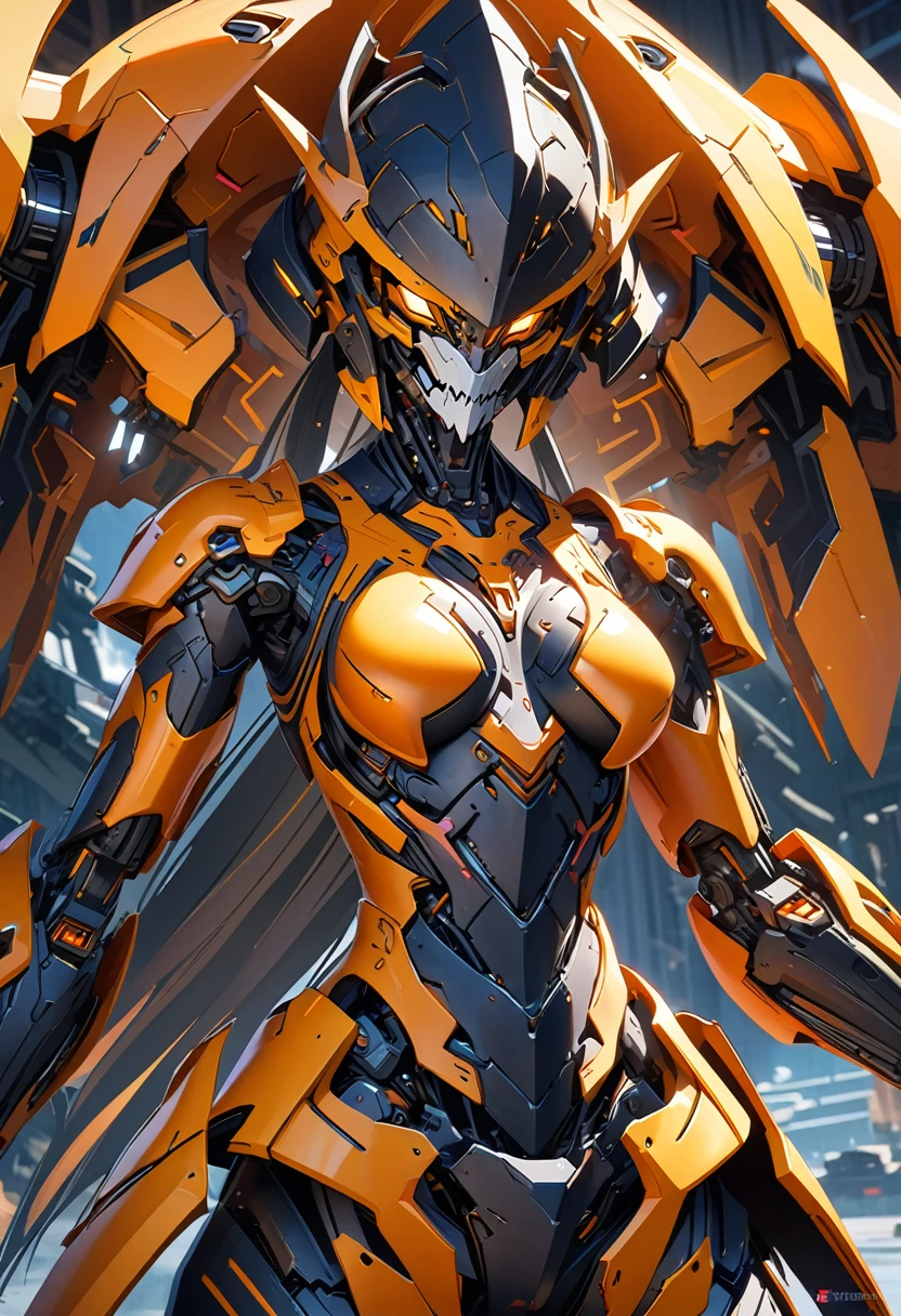 Anime style image of a woman with a skeleton body and helmet, Unreal Engine rendering + goddess, Biomechanics OPPEIN, Highly detailed cybernetic mechanics, White biomechanical details, female body, 3D rendering character art 8k, detailed body, complex machinery, cybernetic and highly detailed
