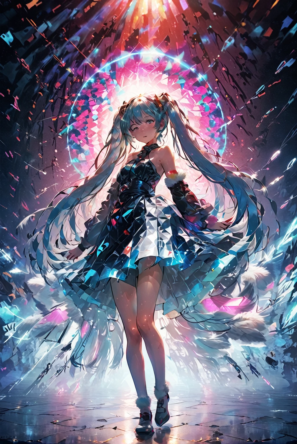 (Highest quality, 4K, 8k, High resolution, masterpiece:1.2), Super detailed, (Realistic, photoRealistic, photo-Realistic:1.37), expressive aesthetics, 1960s counterculture, Brightly colored humanoids, Psychedelic Art, Retro art style, Crisp details, abstract pattern, , , , , , , Psychedelic Background, Fractal Art, Multicolored neon lights, A unique and trippy perspective, landscape, Hallucinations, a mind-changing experience, Motion Blur, Fluid movement, Synthesizer Sounds, Realistic fur rendering, Rich and vibrant color palette, , Mysterious glow, high contrast lighting, , , One girl, alone, , , , , , , gleaming skin, , , wrist cuffs, , , , , red cheek, , , , , , Nipples, , , pussy, , Shiny rosy lips, Sexy posture, dynamic pose,Lens flare, Hatsune Miku, latex, Upturned eyes, Obedient, Drooling, orgasm