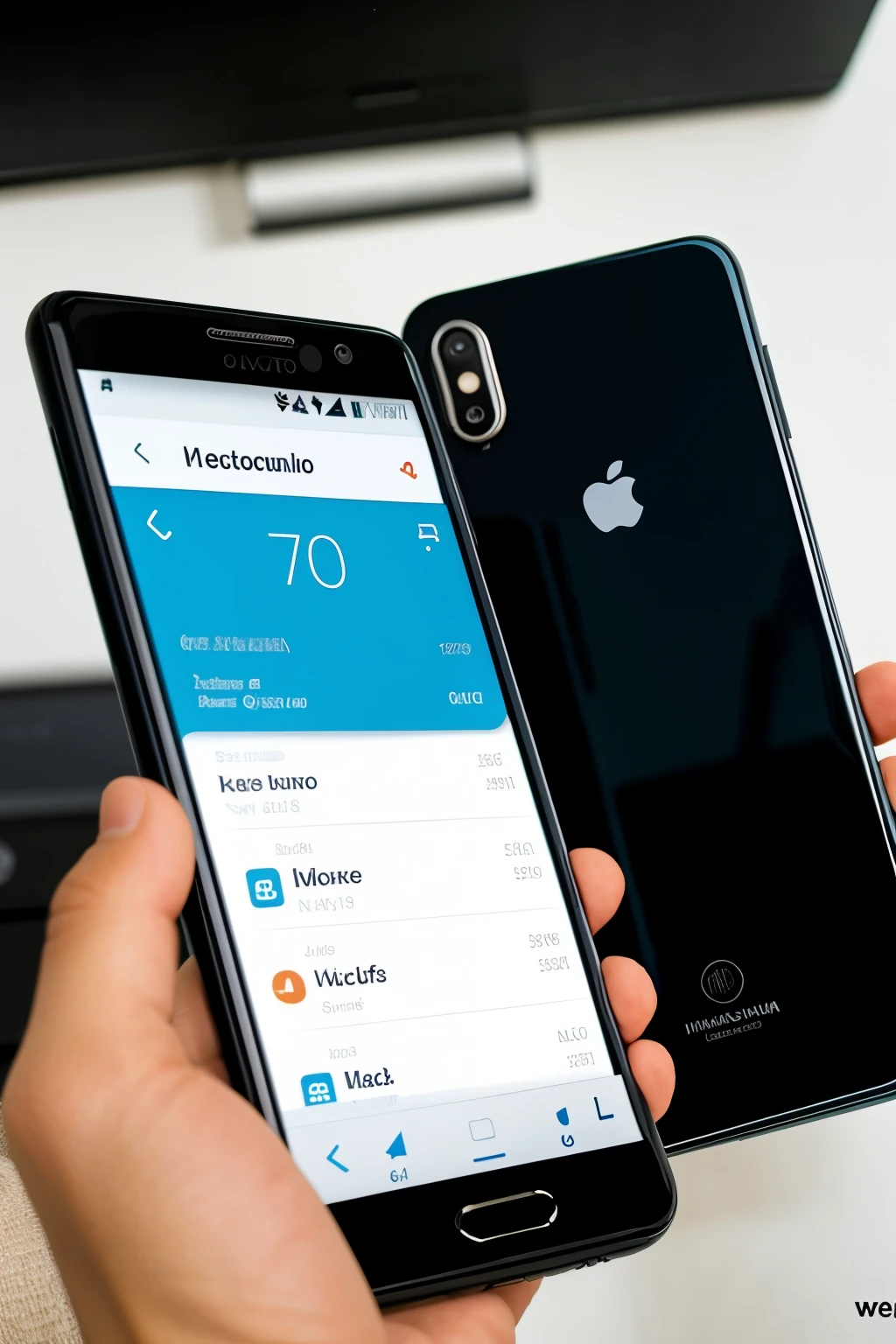 necesito una imagen de un telefono que se cargue cuando uno camina y que tenga las mejores funcionalidades, software que los telefonos actuales
