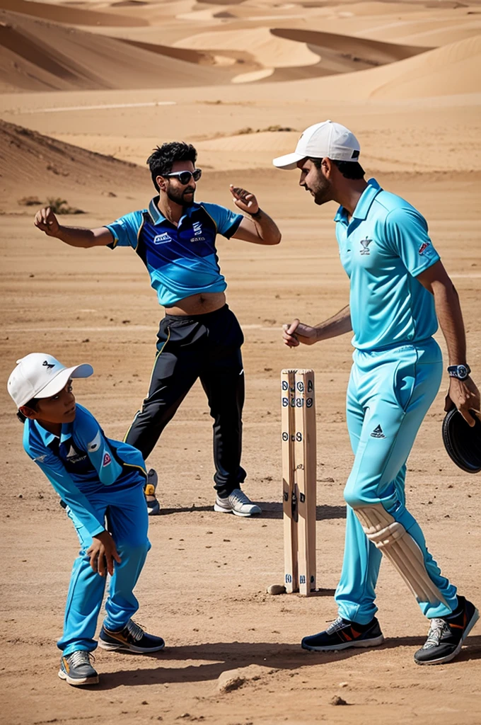 Aliens playing cricket in Desert