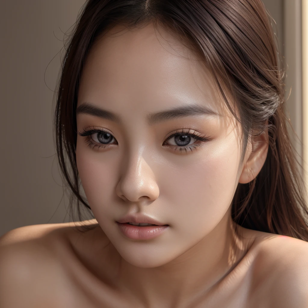 A beautiful Korean girl, (best quality,4k,8k,highres,masterpiece:1.2),ultra-detailed,(realistic,photorealistic,photo-realistic:1.37), highly detailed face, beautiful eyes, nose, lips, long eyelashes, flawless skin, fully nude, photorealistic, studio lighting, professional photography, vivid colors, cinematic, sensual, alluring, elegant, graceful,showing pussy