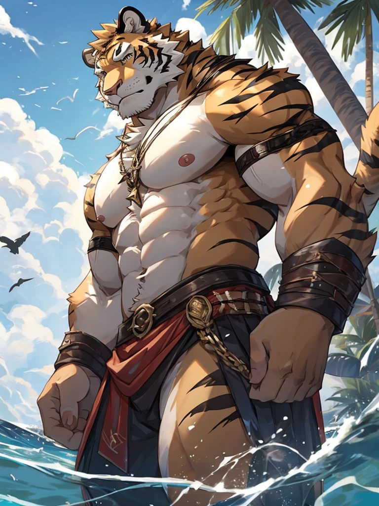 mercenary \(Zero's Spellbook\), Feline, Mammals, Pantherine, Tiger, Anthro, detailed, 全naked, fur, gray nose, male, Muscular, Muscular Anthro, Muscular male, Nipples, Pecs, pink Nipples, Anthro((dramatic))wonderful, Lewd pose, Low - Angle, Seaside, Sandy Beach, Water's Edge, naked, Spreading her legs, Fully nude, Erect, Big cock, No clothes, 素っnaked, Watching the audience, blush, Extreme perspectives and powerful compositions, Confused, (super detailed), furで覆われた, male, middle aged, Muscular, super detailed face, (1 Fine Eye Yell, middle aged, Motion Blur, (最high quality), (masterpiece), advanced details, high quality, Awards, High resolution, hd, 16k, (close:1.5)null, alone, striped body, striped fur, striped tail, stripe, tail, tail マーキング, White body, white fur,Contributor: Ashdod, , by null-ghost,By Lyndon, Pectoralis major, Between the legs, Fully nude, blush, Glare, humiliation