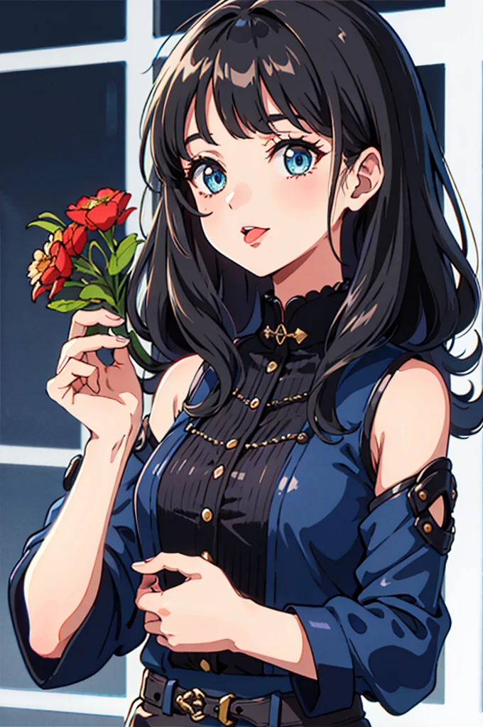 ((Highest quality)), ((masterpiece)), (detailed), One girl,((Highest quality)), ((masterpiece)), (detailed), Perfect Face、Perfect hands、Accurate hands(delicate)Perfect Eyes(Beautiful Eyes)1980.1990.Retro、Vintage、One hand next to the face、Right hand、Leather clothing、shoulder、Sticking out tongue、Beautiful head、Upper Body、Hair Arrangement、Wavy Hair、front、真front、upright