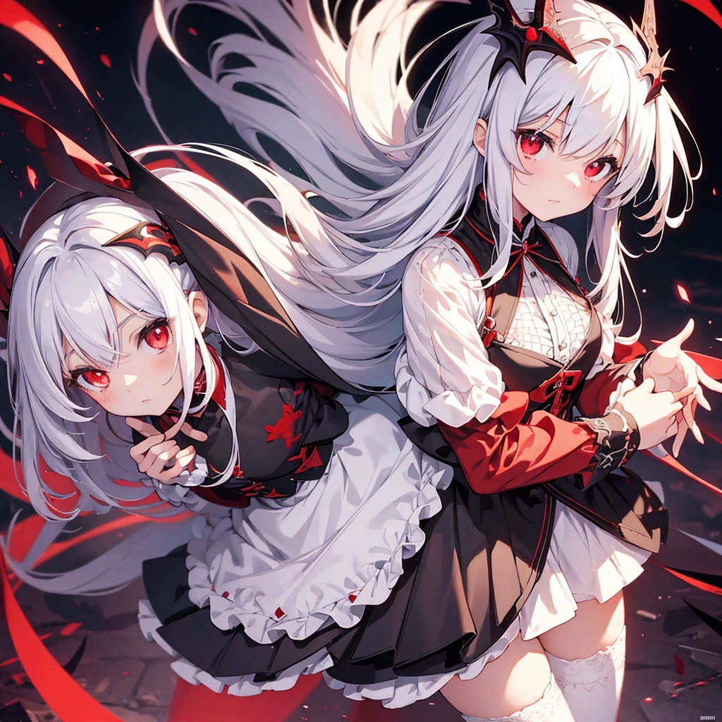 Anime shoujo,white hair,red eyes,Uniformarefoot