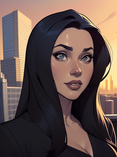 Personagem Christina Ricci cabelo preto estilo Morticia AddamsImagem de desenho animado de uma mulher .cartoon style illustration, estilo de arte dos desenhos animados, estilo de arte dos desenhos animados, digital illustration style, design de personagens altamente detalhado, arte digital detalhada fofa, City fan art, Design de personagens de retrato, beautiful digital illustration, retrato de alta qualidade, Arte em quadrinhos, jovem expressando desejo sexual.