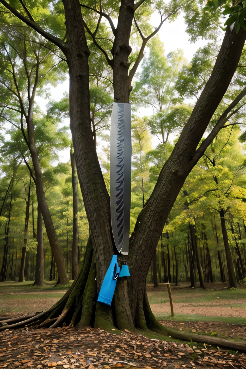 Knife cutting a tree