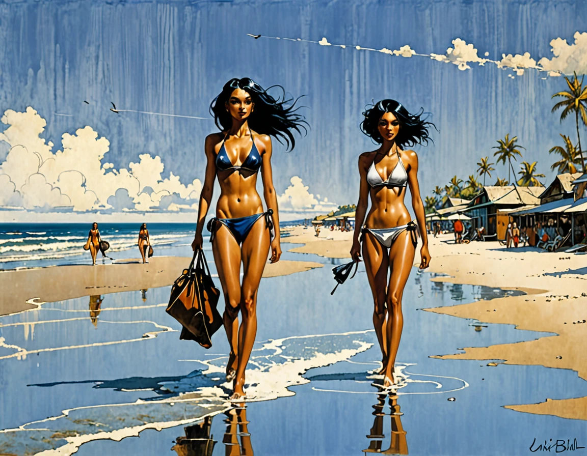 A beautiful day in the beach by unique style of Enki Bilal