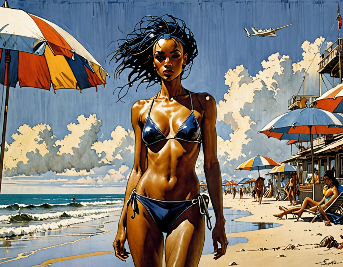 A beautiful day in the beach by unique style of Enki Bilal