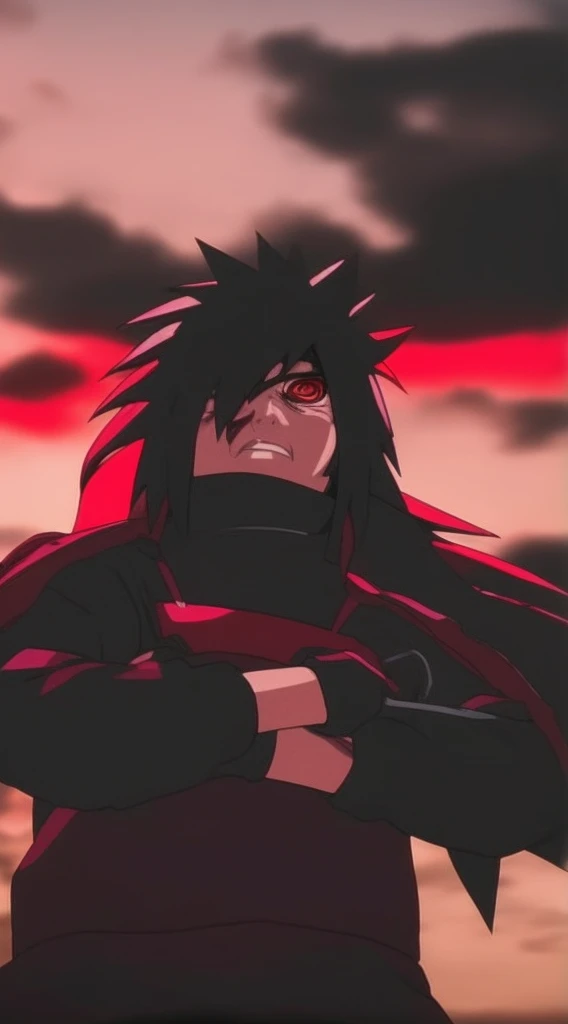 Uchiha Madara,,folded arms,olho sharingan perfeito, alta qualidade, Imagem em 8k