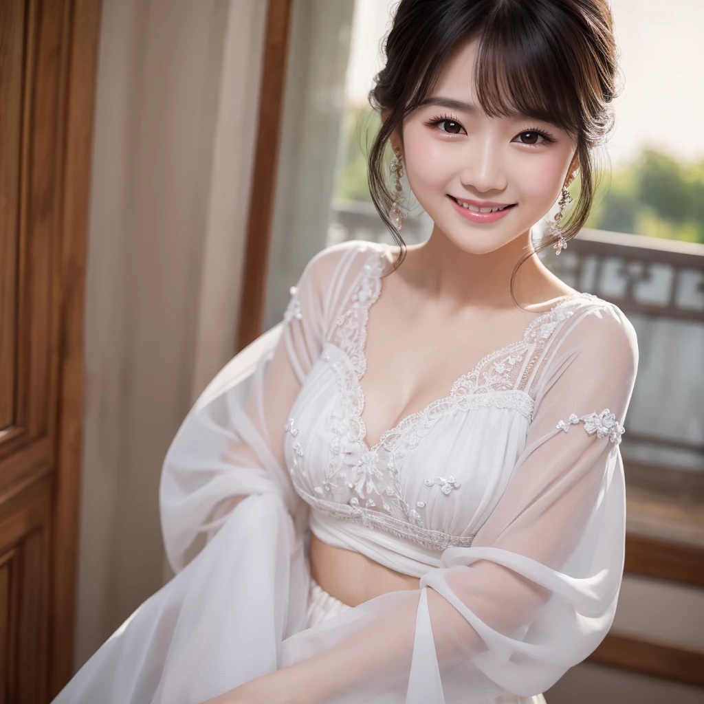 Delicate cheeks,Charming smile,White skin,beautiful clothes,,masterpiece