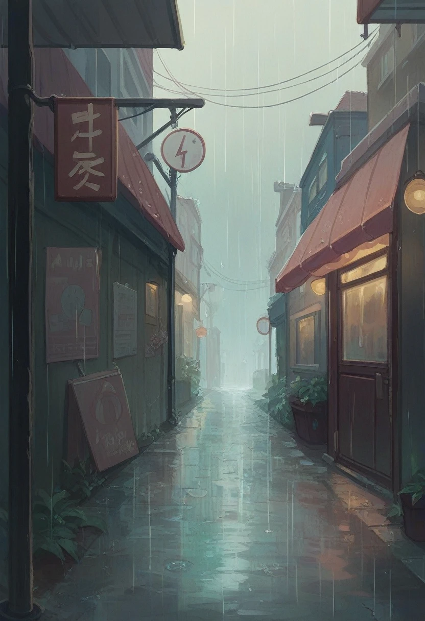 Rainy street corner