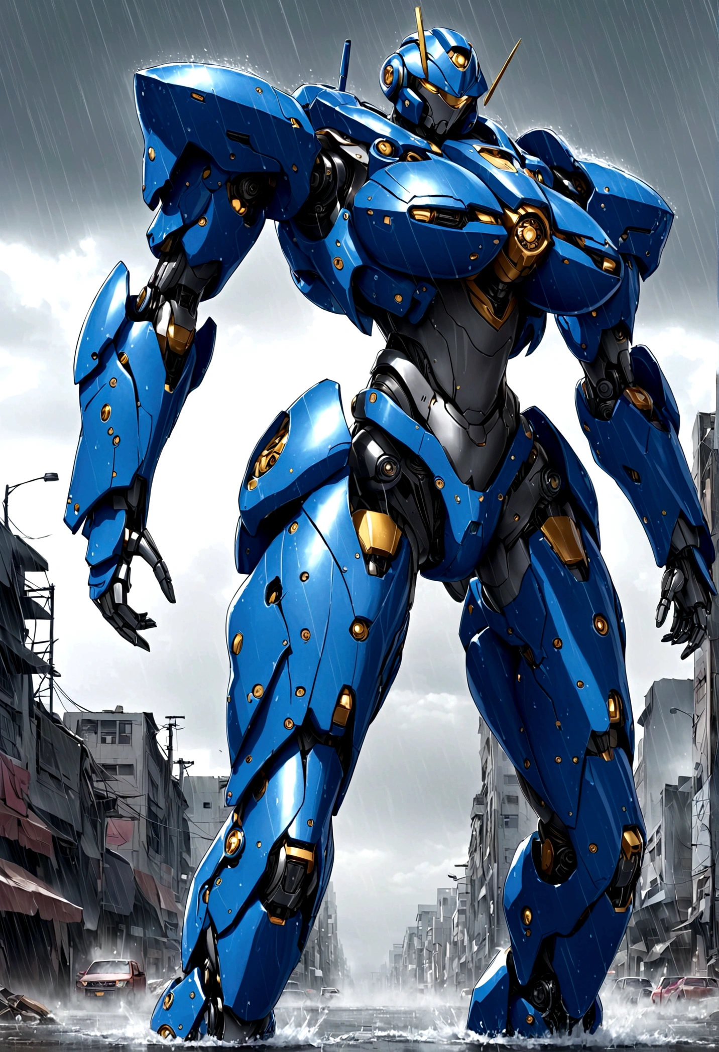 big breasts robot battle suit Apocalypse rain