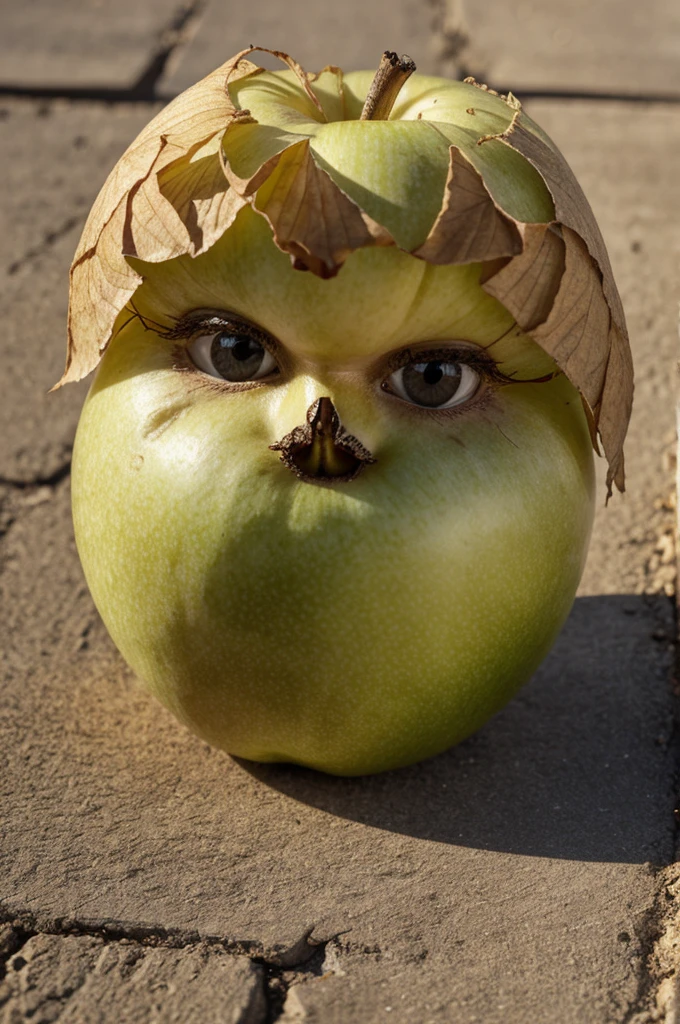 Pomme qui a un visage méchant