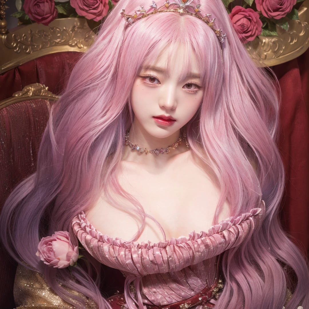 Chica anime con pelo largo y vestido rosa delante de rosas., in bowater art style, carmilla vampire, fanart exquisito muy detallado, Ross dibuja 1. 0, art cover illustration, Yandere intrincado, rossdraws sakimimichan, alphonse mucha y rossdraws, Arte detallado de alta calidad 8k, fanart de alta calidad, ((a beautiful fantasy empress))