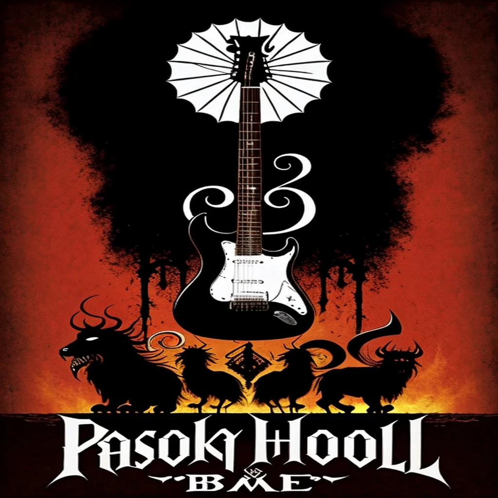 Logo for a rock band called parasol and that the logo is cool that it is impressive that it is something demonic but at the same time not, que tenga hombres 