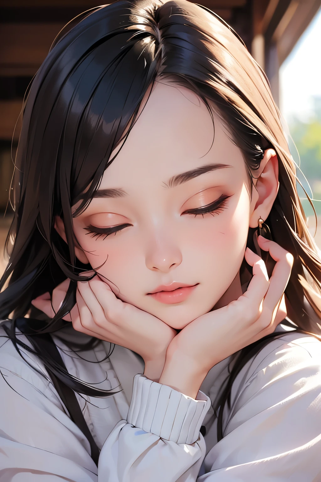 (Realistic:1.4), Highest quality, masterpiece, Ultra-high resolution, 1人のmaleの子, duo, One girl, (Detailed face:1.2), (Fine grain:1.2), (Detailed Hair:1.2), (Detailed clothing:1.2), 4K, male, (close your eyes)