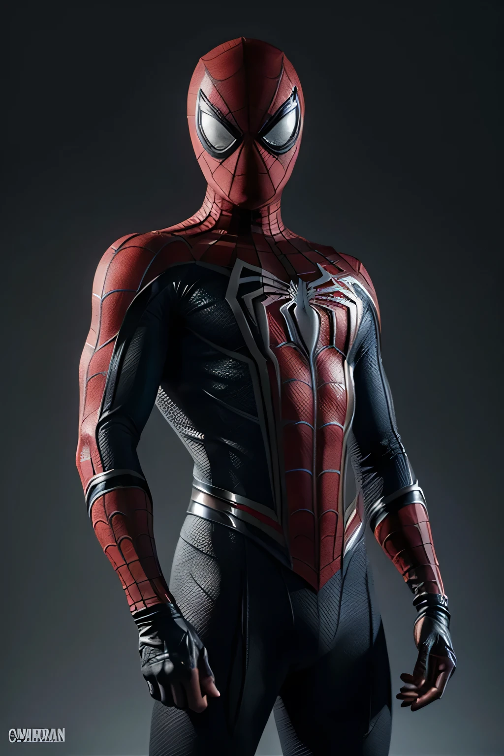 Crea al personaje Spiderman negro con un traje muy detallado