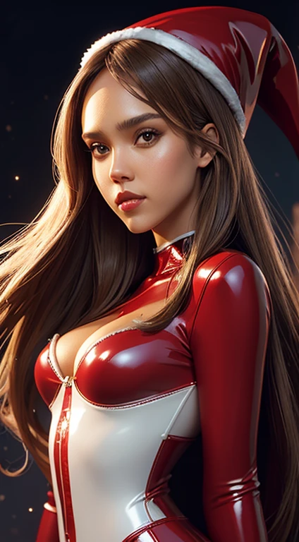 Jessica Alba, disney nude latex Santa Claus sexy clothes, character portrait, 4 9 9 0 s, long hair, intricate, elegant, highly detailed, digital painting, artstation, concept art, smooth, sharp focus, illustration