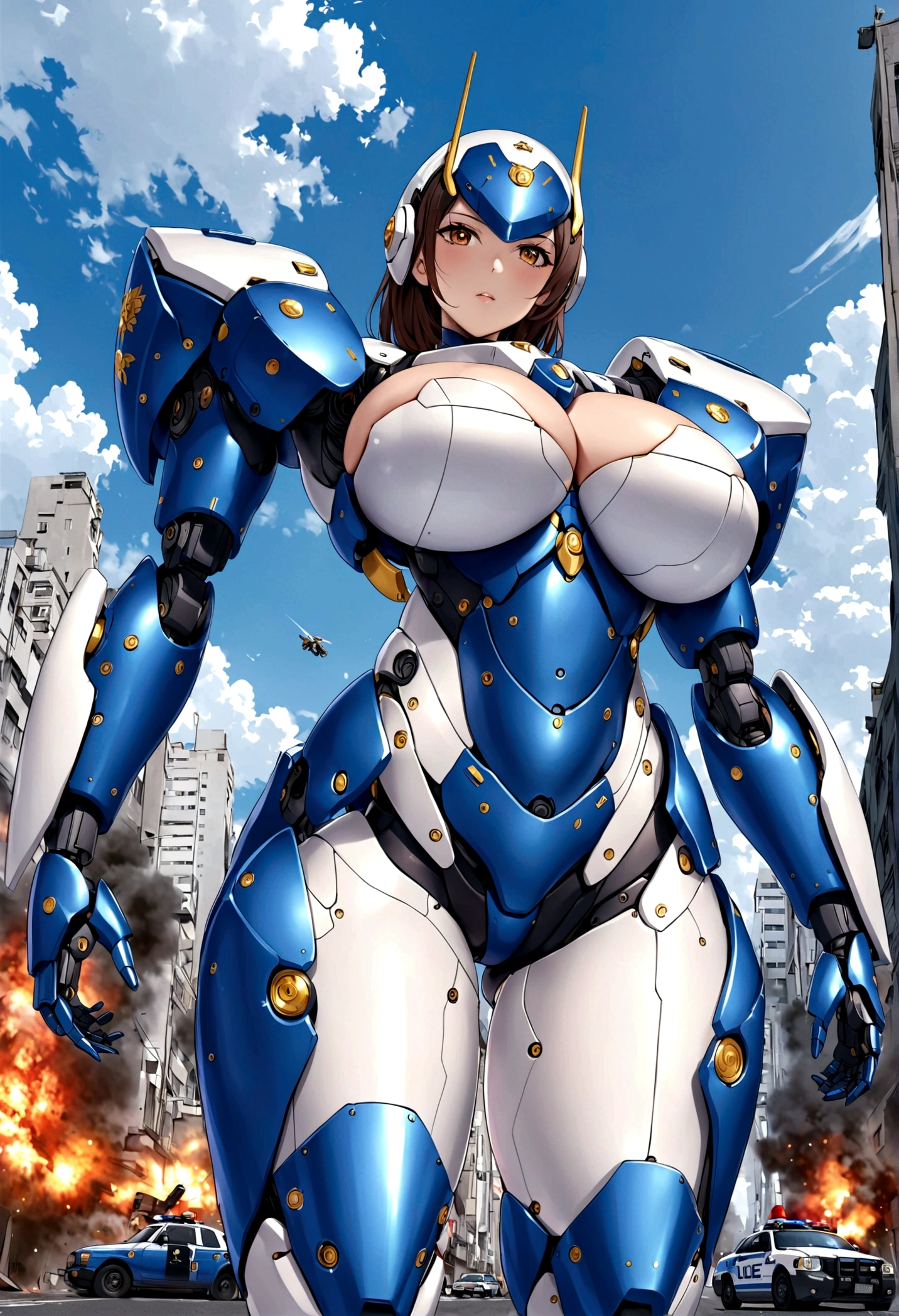 big breasts robot battle suit police