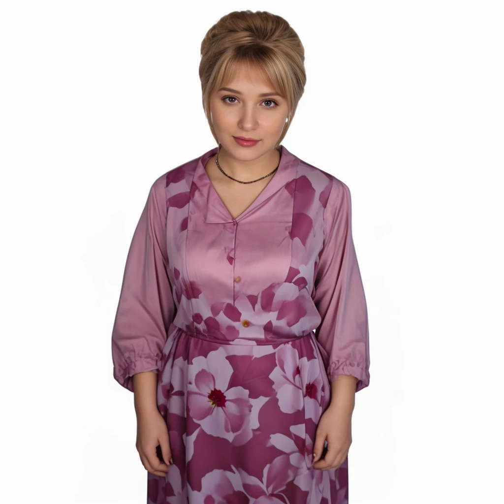 There is a woman in a dress who is standing